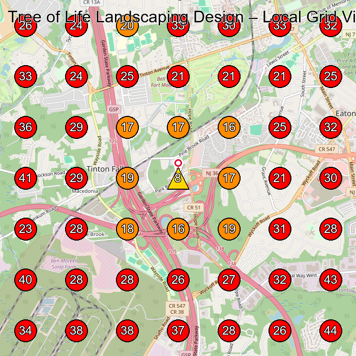 Tree of Life Landscaping Design GeoGrid visibility map for Flooring Store in Eatontown